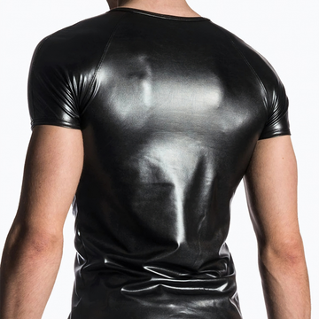 Men's Wetlook Latex T-Shirt / Male Black Night Parties Tight T-Shirts / Exotic Gay Homme Costume - EVE's SECRETS